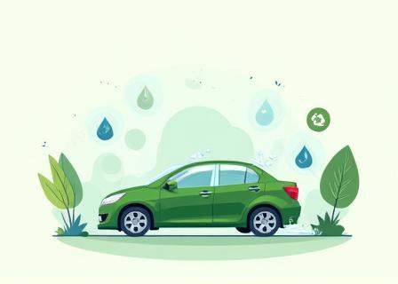 Illustration of eco-friendly waterless car wash process