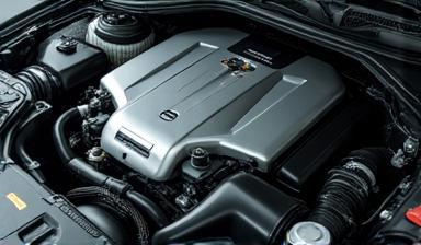 Clean and shiny car engine after service